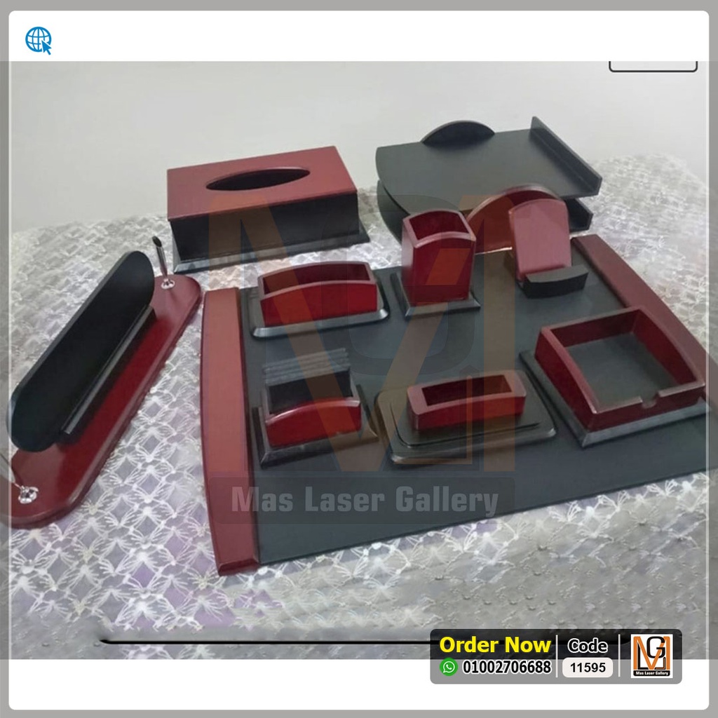 طقم مكتب خشب زان نبيتي 10 قطع  | 11595