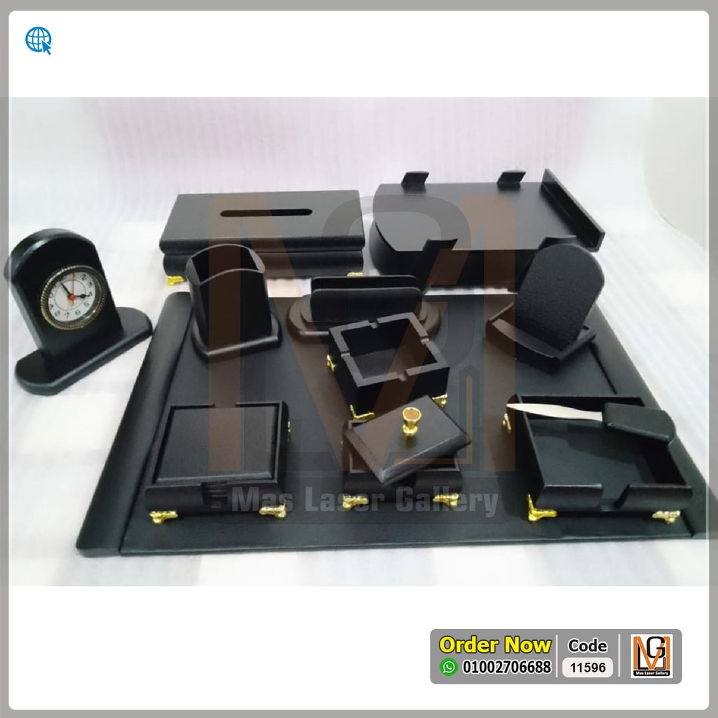 طقم مكتب خشب زان اسود  | 11596