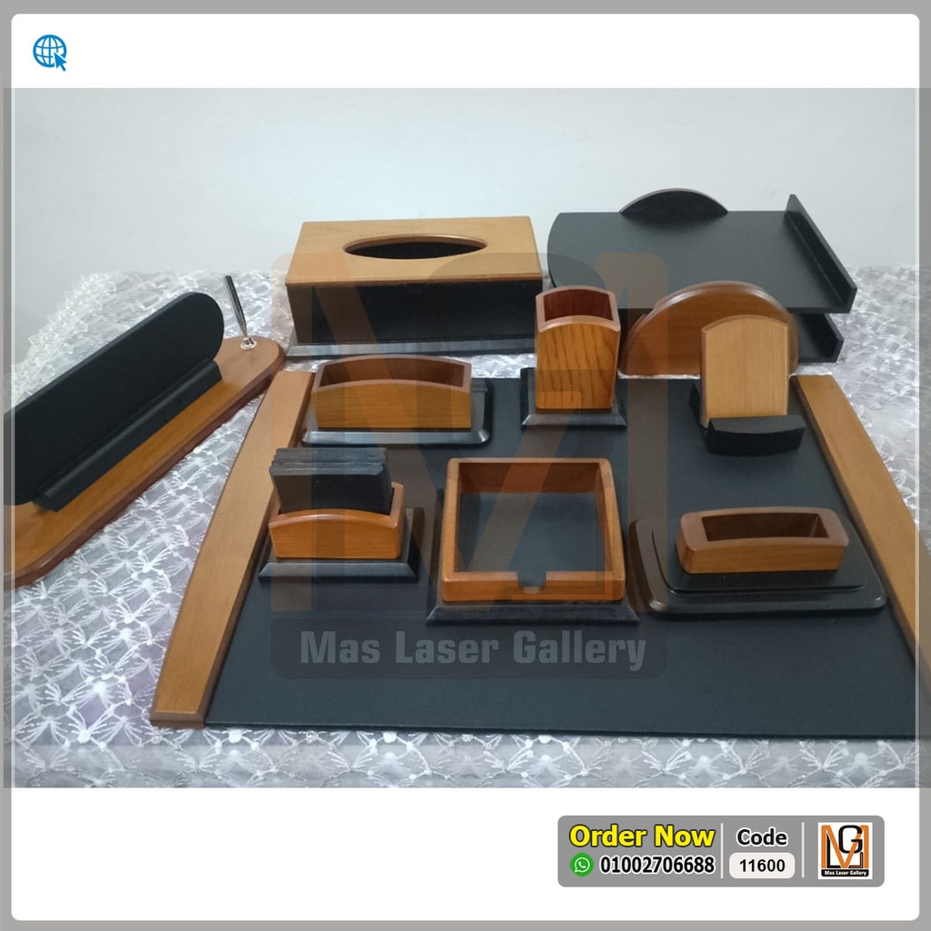 طقم مكتب 10 قطع خشب زان جملي × اسود  | 11600