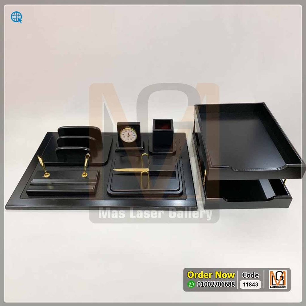 طقم مكتب خشب 9 قطع اسود  | 11843