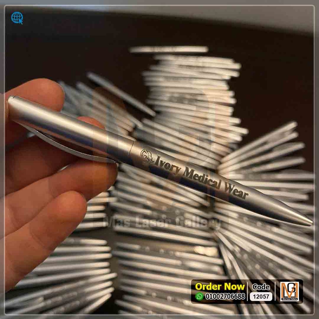 عدد100قلم فضي محفور باليزر | 12057