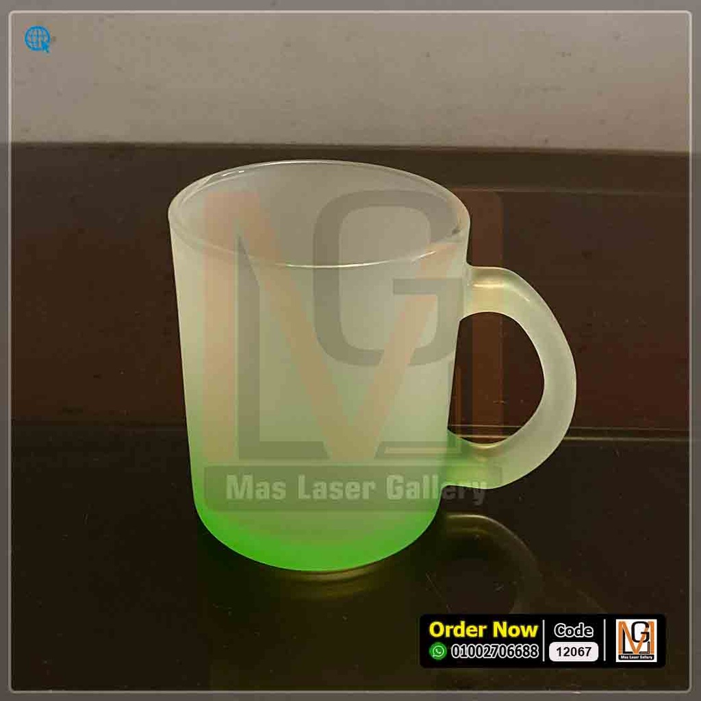 مج زجاج شفاف اخضر  شامل الطباعه *10* | 12067