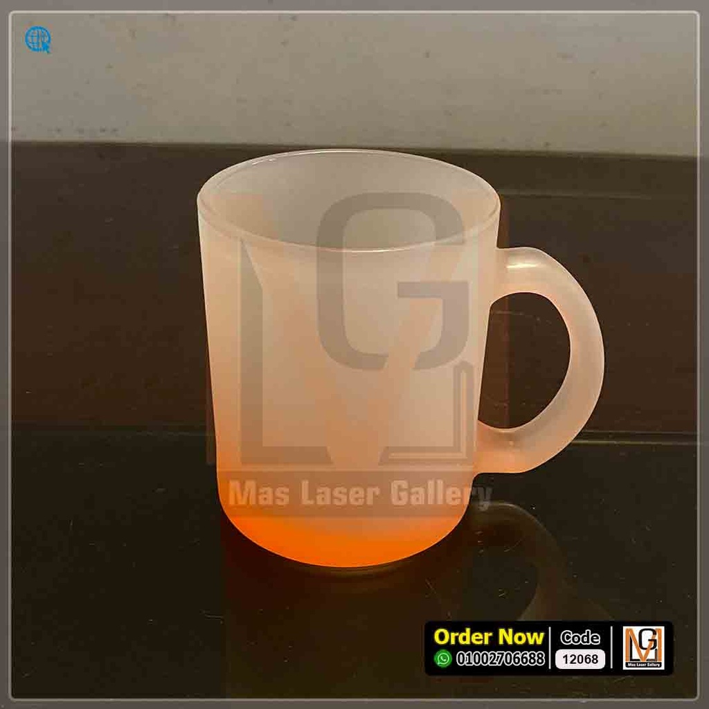 مج زجاج شفاف برتقالي  شامل الطباعه *10* | 12068