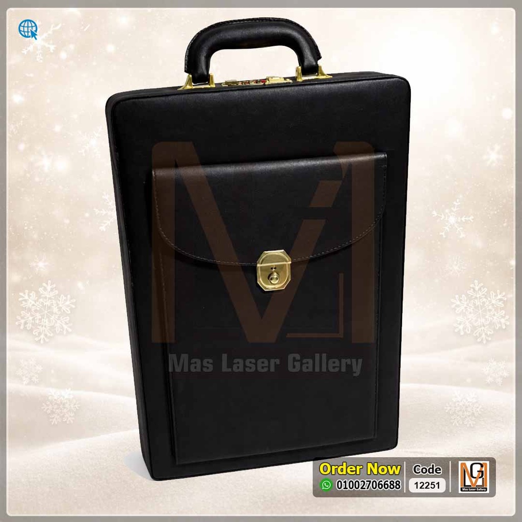 شنطة جلد اسود طولي | 12249