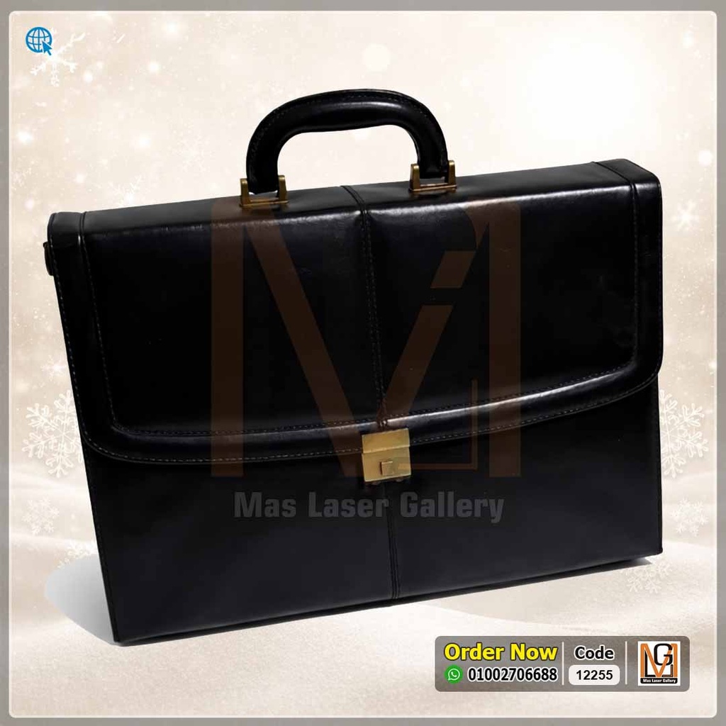 شنطة جلد طبيعي اسود | 12255