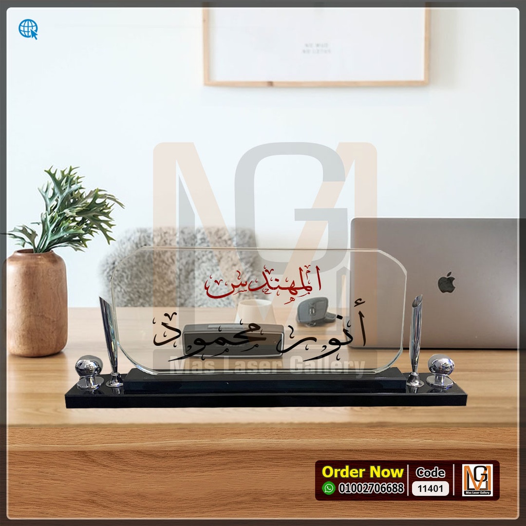 ستاند مكتب كريستال فضي  | 11401