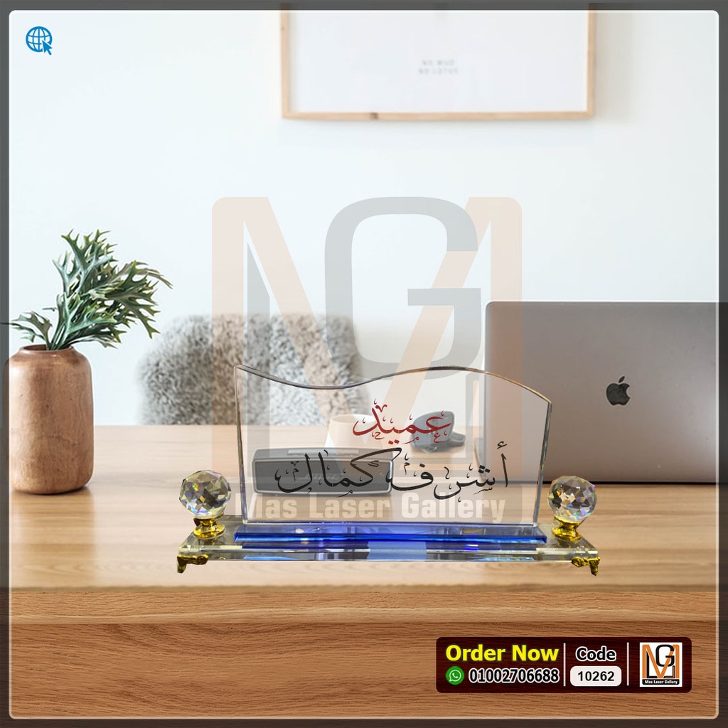 ستاند مكتب كريستال ق ذهبي موجه  | 10262