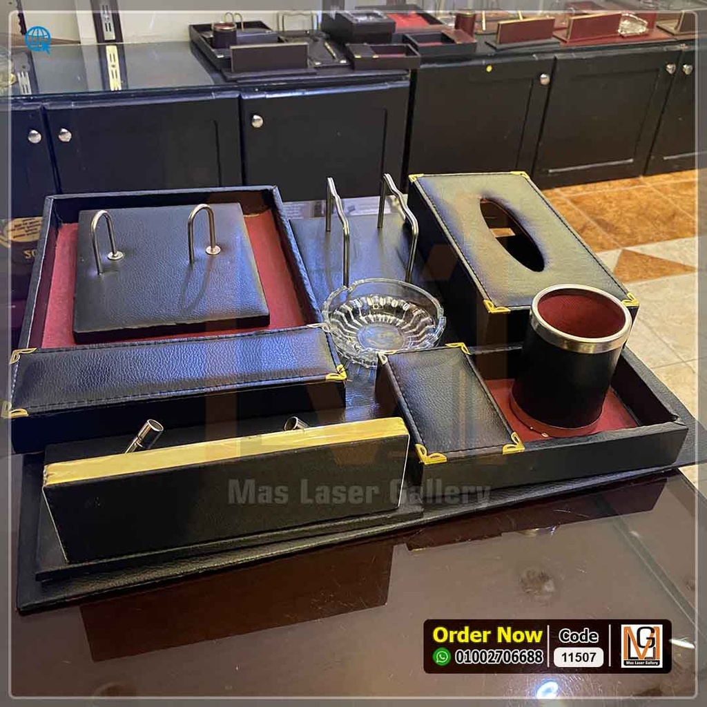 طقم مكتب جلد اسود ( 9 قطع) *20*  | 11507