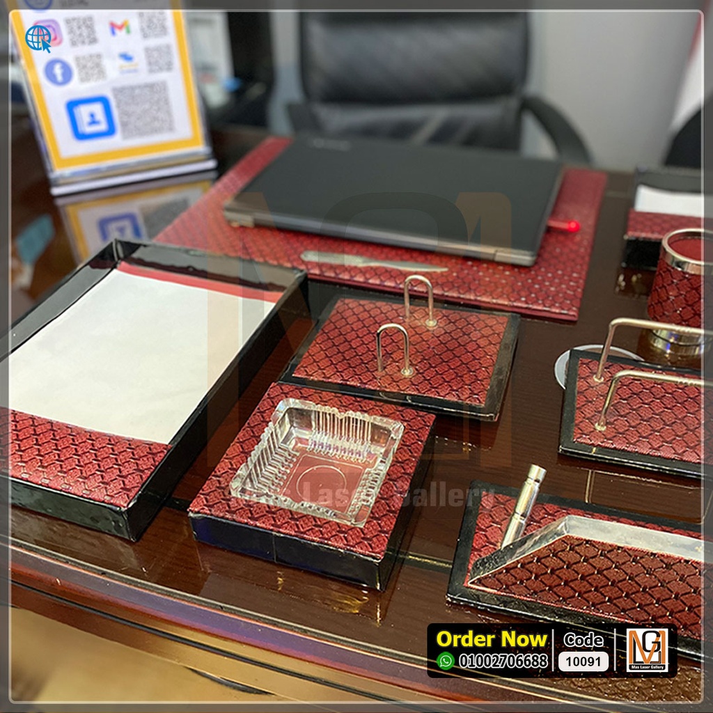 طقم مكتب 2 لون نبيتي × اسود  | 10091