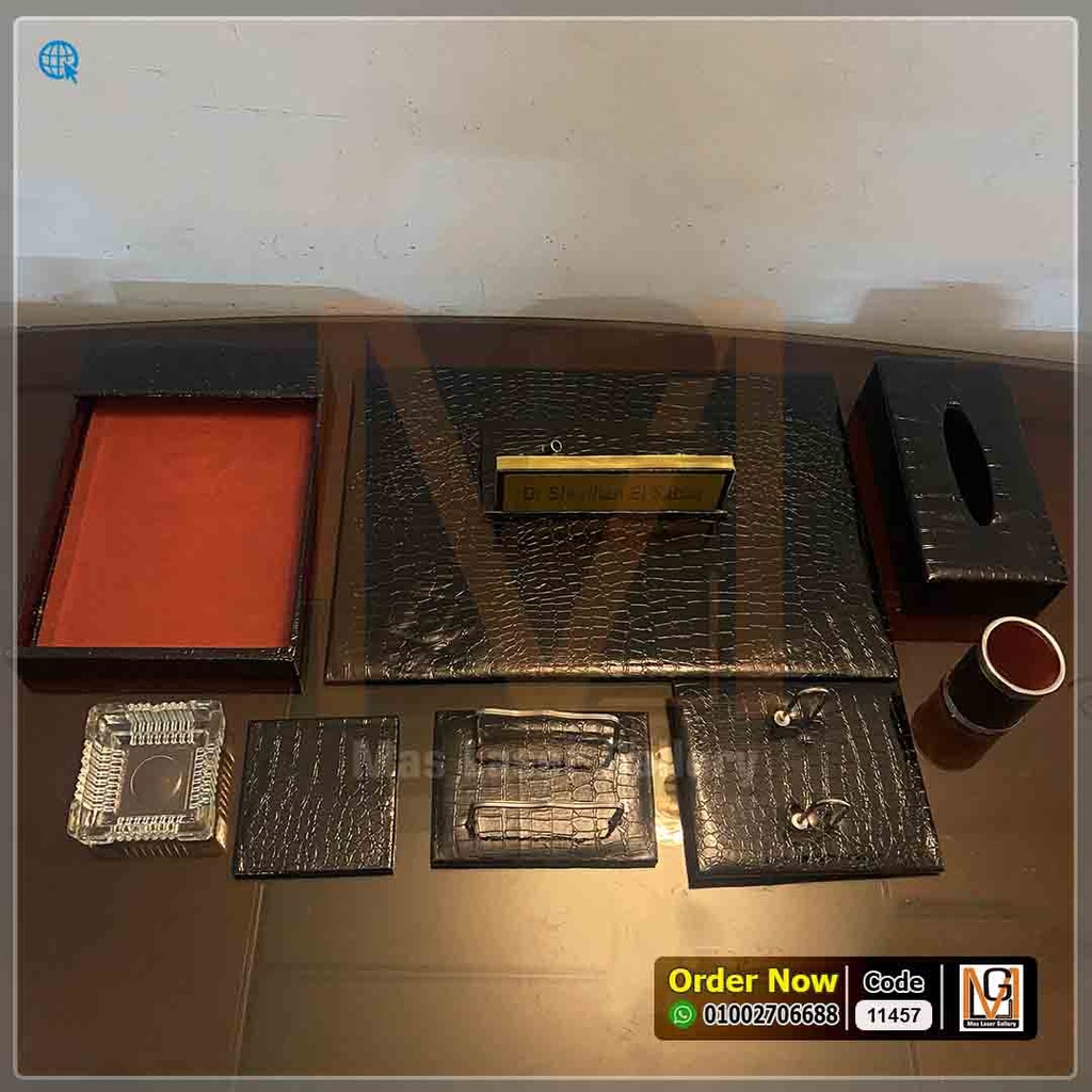 طقم مكتب جلد اسود ( 10 قطع) *20* | 11457