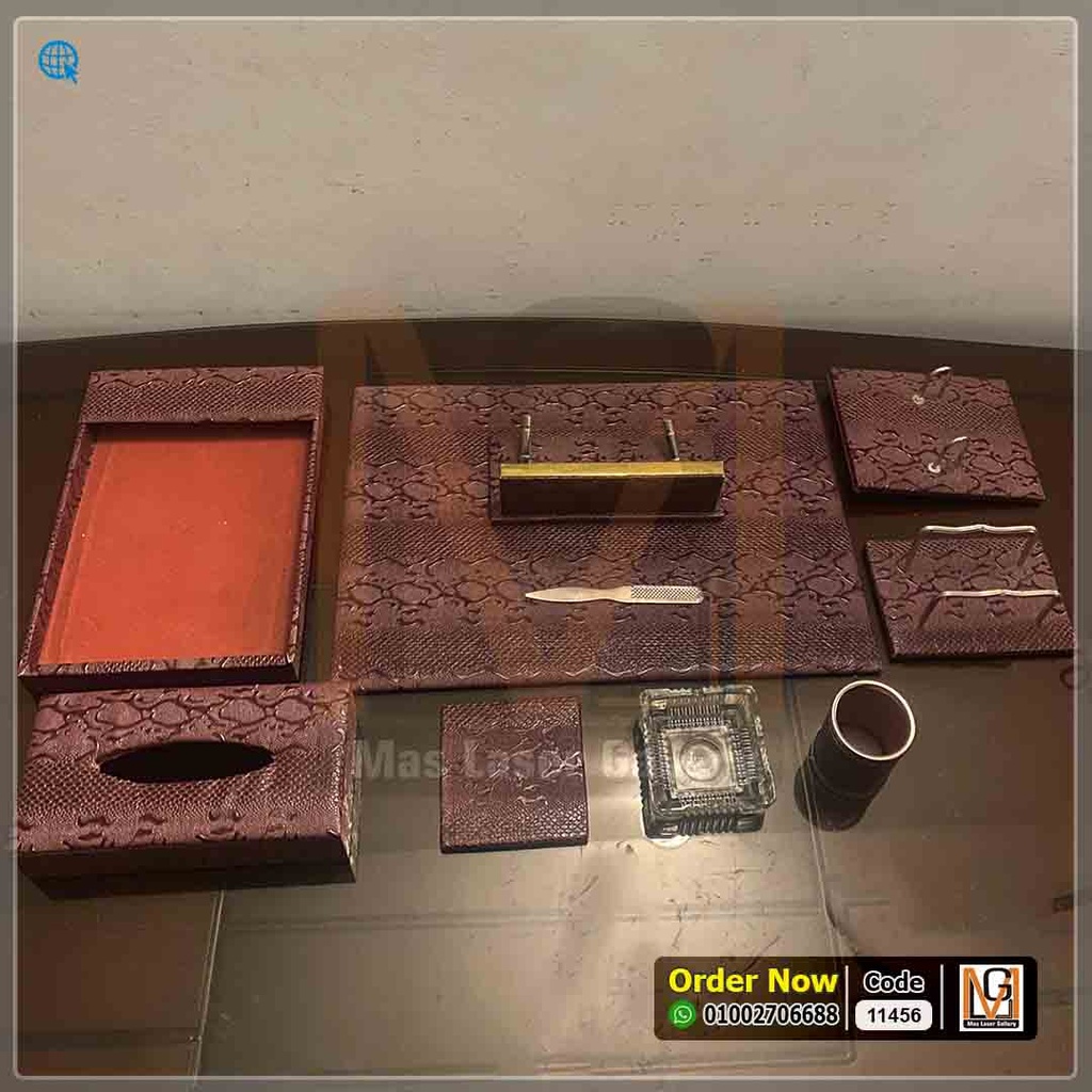 طقم مكتب جلد نبيتي ( 10 قطع) *20* | 11456