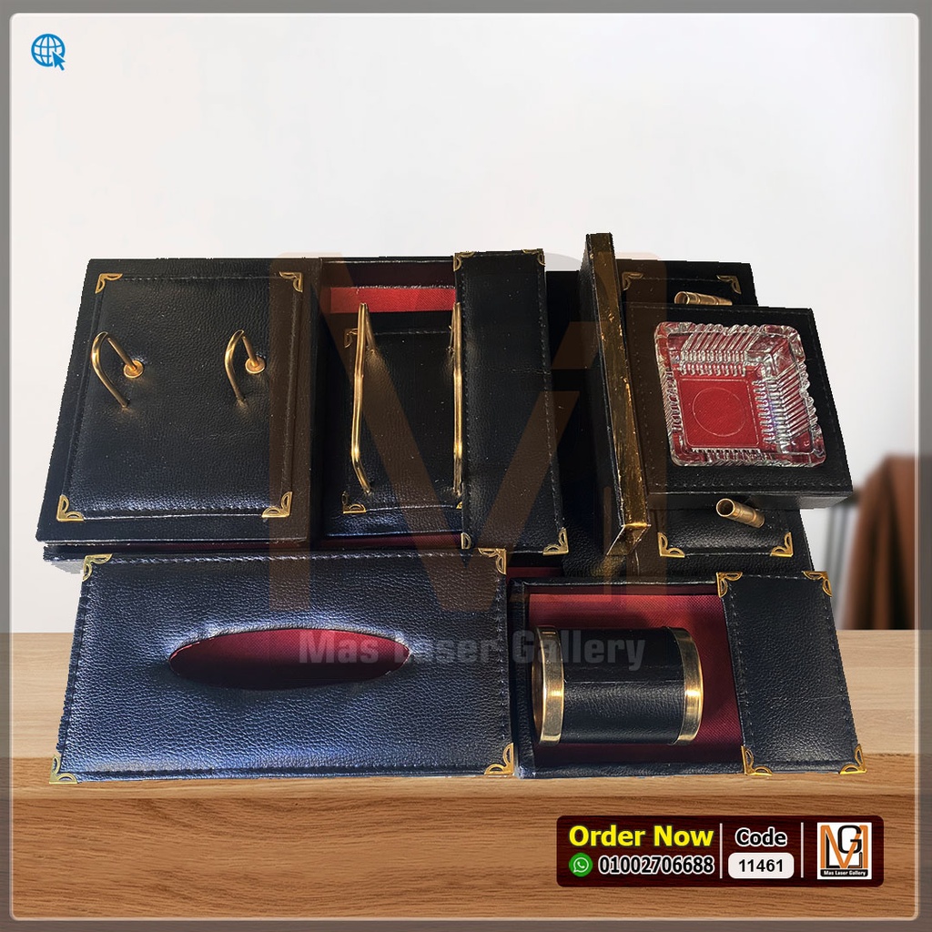 طقم مكتب جلد اسود 11 قطع  | 11461