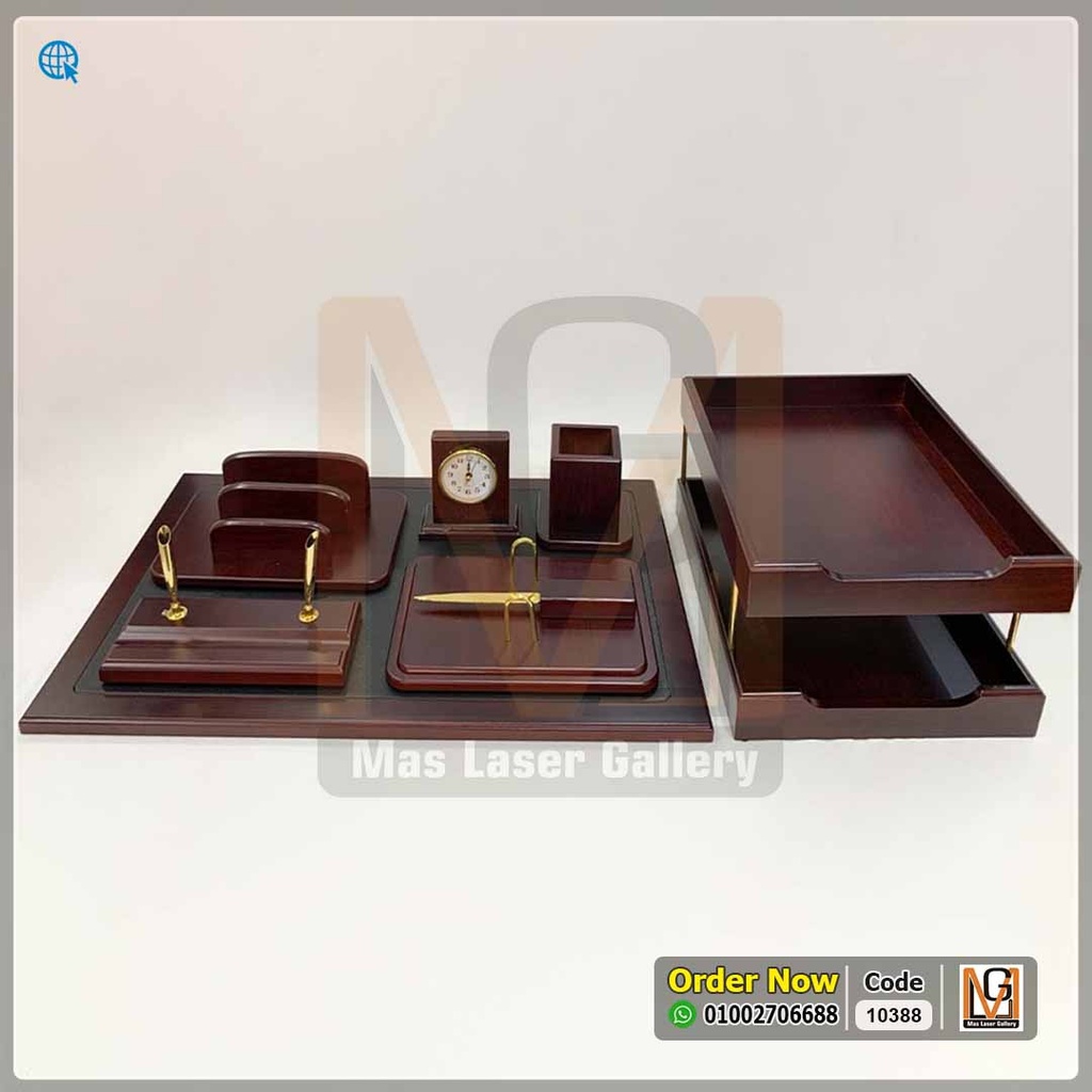 طقم مكتب خشب 9 قطع احمر  | 10388