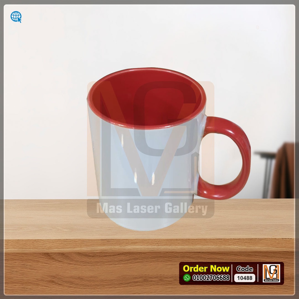 مج ابيض يد وداخلي احمر بعلبه *14*  | 10488