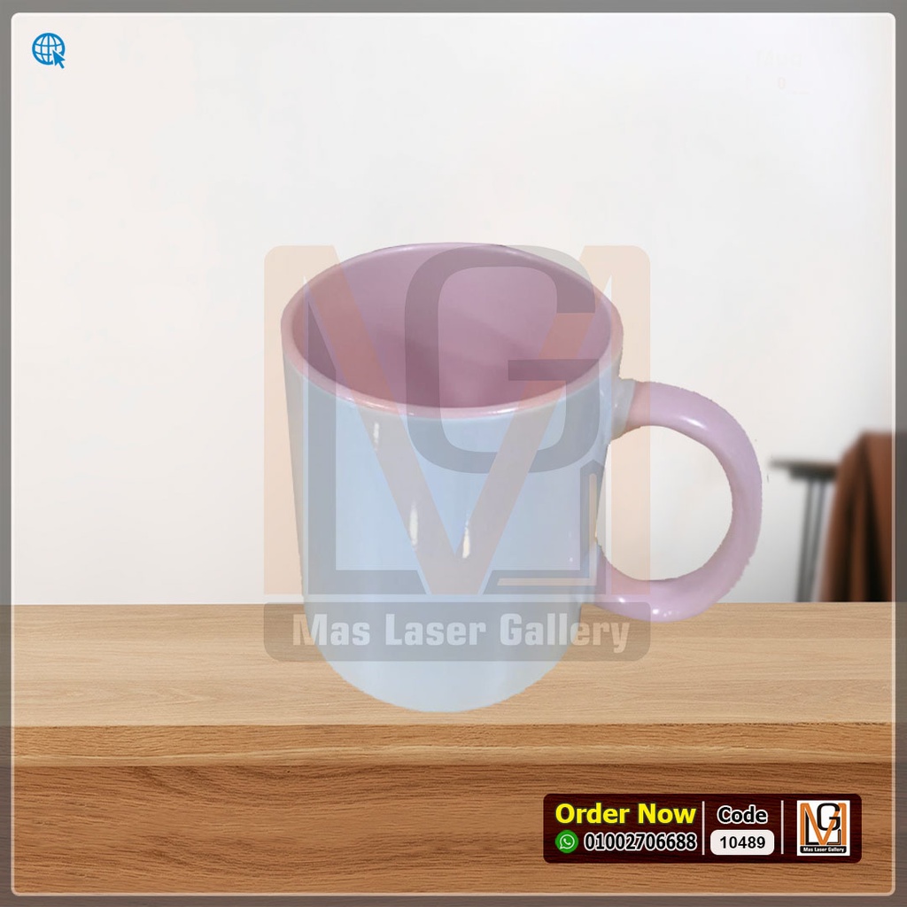 مج ابيض يد وداخلي روز بعلبه  | 10489