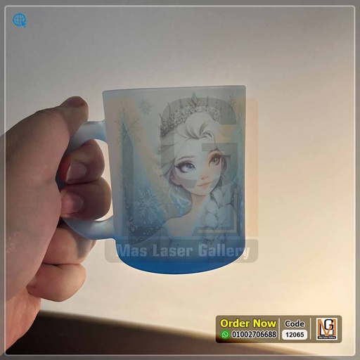 [132814] مج زجاج شفاف ازرق  شامل الطباعه *10* | 12065