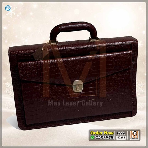 شنطة جلد طبيعي نبيتي غامق | 12254